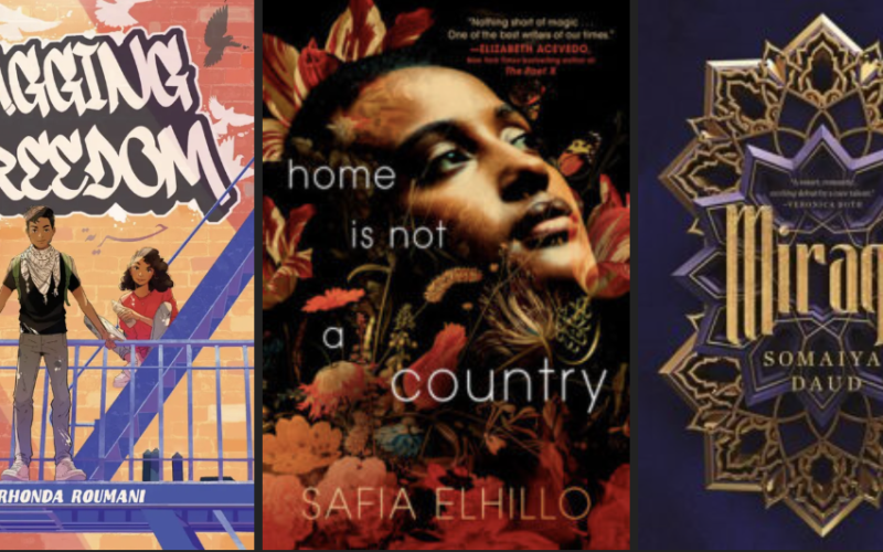 The covers of Tagging Freedom, Home is Not a Country and Mirage.